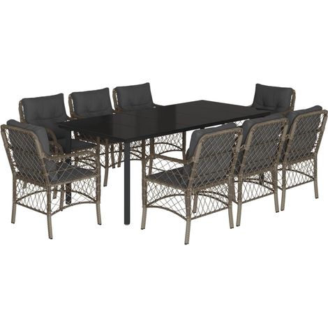 Maison Exclusive - Set comedor jardín 9 pzas y cojines ratán sint (1/5)