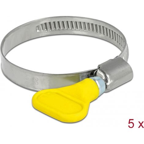 Delock Abrazadera de manguera de mariposa de acero inoxidable 400 SS 32 - 50 mm 5 piezas amarillo