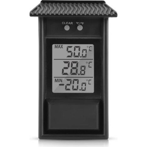 Termometro digitale nero per uso interno/esterno, termometro esterno wireless impermeabile da parete, da -20 a +50 °C