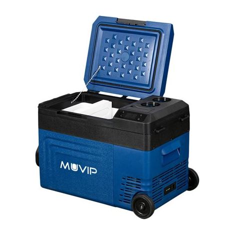 Muvip frigorifero portatile a compressore blue 22 litri - temperatura tra -20º/+20º - 60w - dual zone - maniglie de trasporto e maniglia - ruote - compressore silenzioso - colore blu