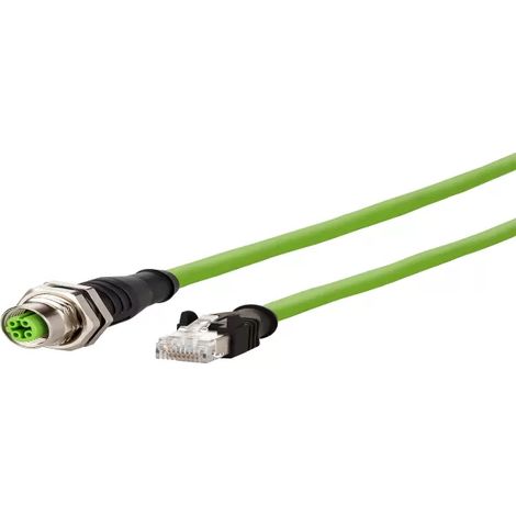 Metz Connect 142M4D25050 M12 Netzwerkkabel, Patchkabel CAT 5e S/UTP 5.00 m Grün PUR-Mantel, Säurebes (1/2)