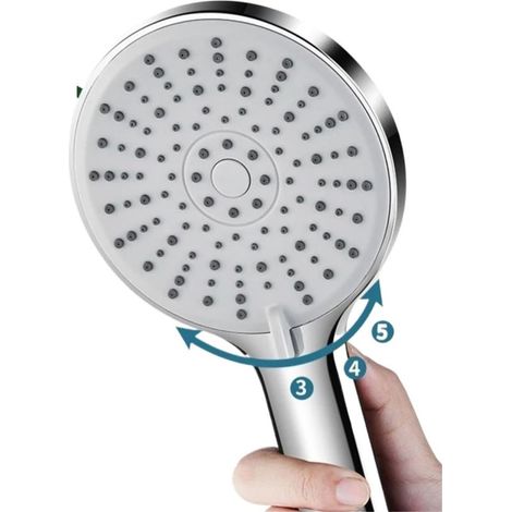 Hochdruck-Duschkopf mit 5 Strahlarten, silber/schwarzer Duschkopf mit hohem Durchfluss, Handbrause, Badezimmerzubehör (1/4)