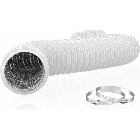 150mm Tuyau d'Evacuation Flexible en Aluminium PVC 6m Long - Tube de Ventilation pour Extracteur d'Air, XU, Climatisation, Sèche-linge (ø150mm6m, Blanc)-RAPANDA - KZQ