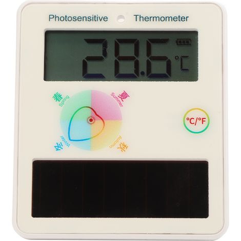 Thermomètre solaire à écran LCD avec affichage de la température, double unité, grand angle de vision, pour intérieur et extérieur.