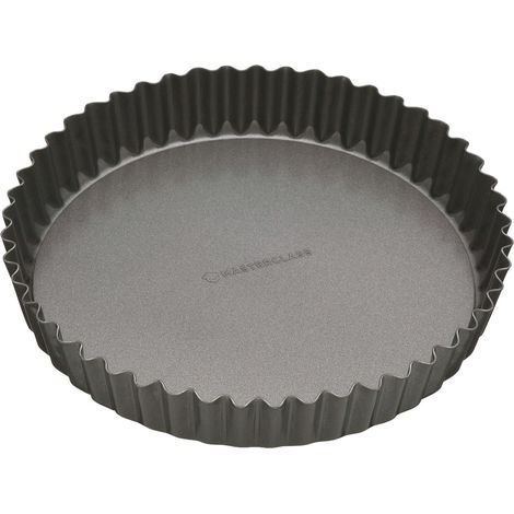 KitchenCraft Stampo per quiche a base rotonda, acciaio, nero, 25 cm