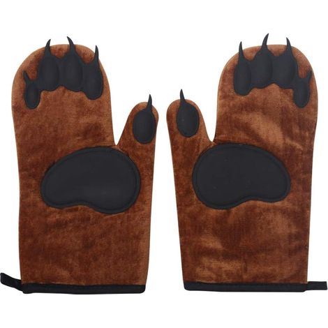 paire de gants de cuisine en silicone isolants, motif patte d'ours, 30 x 16 cm. Gants anti-brûlure, parfaits pour la pâtisserie, Noël ou la cuisine a (1/5)