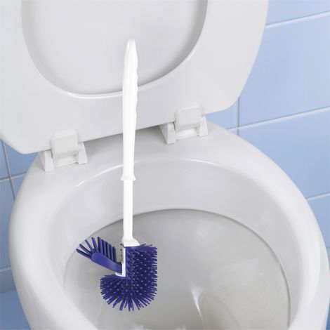 Brosse WC auto-nettoyante MAXIMEX lila 2 pièces avec porte brosse hygiénique et anti-goutte brosse WC design avec brosse rebord en silicone set pratique pour un nettoyage facile et rapide (1/5)
