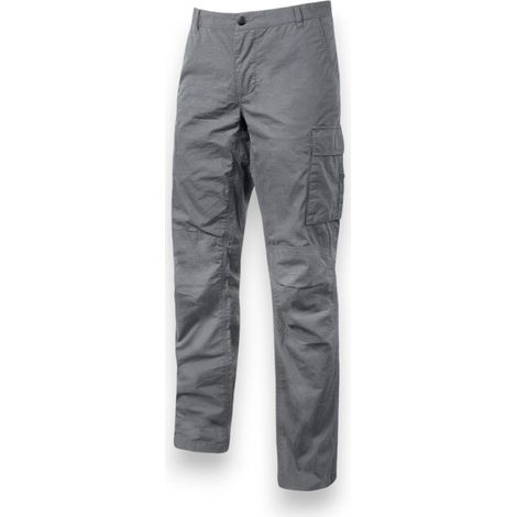 Pantalone da lavoro grigio effetto consumato delave con tasche multiple tessuto elasticizzato rinforzato slim fit - L (1/5)