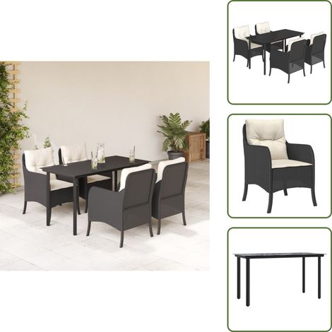 Sillas de jardín - vidaXL Set de muebles jardín 5 pzas con cojines ratán sintético negro - Mesa de jardín