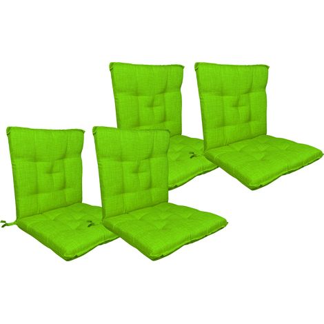 Set Cuscini Sedia Con Schienale Imbottiti Con Laccetti Banda Elastica 40 x 80 Cm Verde - 4 Pezzi