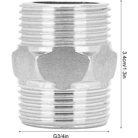 Raccord hexagonal mâle G3/4 à mâle G3/4 en acier inoxydable pour tuyauterie filetée (1/5)