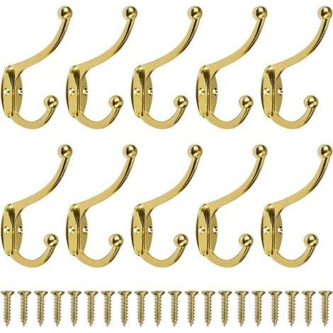 Retro Hook Coat Hook Wall Mounted Vintage Metal Door Hook for Bathroom Kitchen Bedroom Entrance 10 Pieces Gold (1/5)