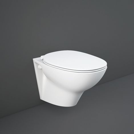 RAK Morning Rimless Wall Hung Toilet With Exposed Fitting - Soft Close Seat (1/5)