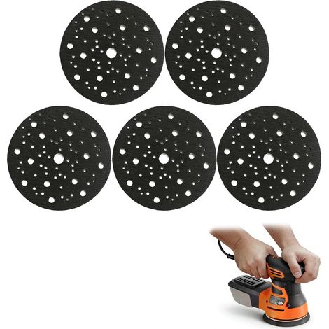 Platorello protettivo Ø 150 mm, 70 fori, 5 pezzi, per platorelli abrasivi autoadesivi - Protegge e prolunga la durata degli utensili abrasivi (1/5)