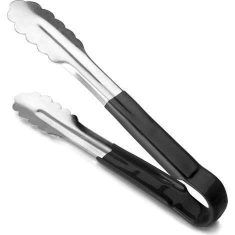 Pince Cuisine - 1 Unité - Acier Inoxydable - Manche Isolant - Usage Alimentaire - 24 cm Noir