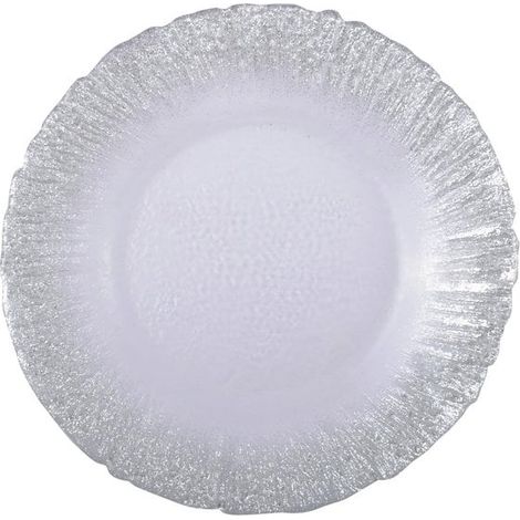 Assiette à dessert ronde en verre argenté Silver Flash pour table de fête 21,5 cm - PANGIVO (1/3)