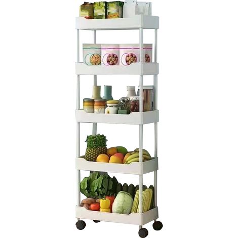 Chariot utilitaire roulant à 5 niveaux avec roulettes, organisateur de rangement pour bureau à domicile (1/5)
