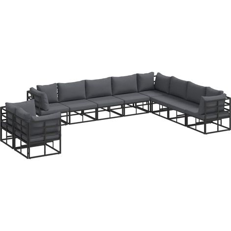 Maison Exclusive - Set Divano da Giardino con cuscino 10 pcs Nero Alluminio