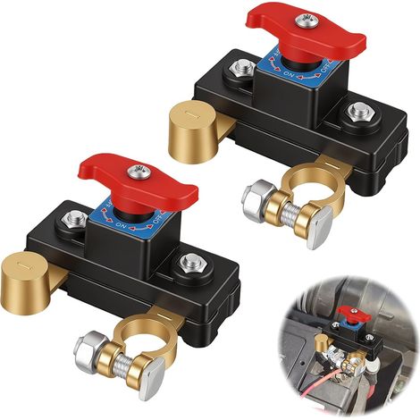 2 Pack Car Battery Cut Off Switch, High Conductivity Pure Copper, Intelligent Circuit Breaker for Car, Truck, Boat, Motorhome, Auto Battery Switch 12V/24V (1/5)