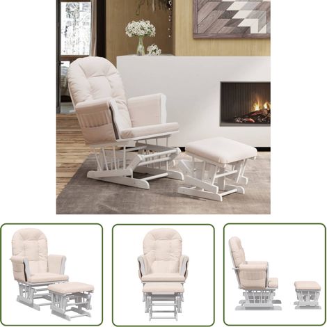 The Living Store Chaise berçante avec repose-pied Rose clair Tissu - Chaise Berçante - Chaise Relaxante - Chaise D'allaitement - Mobilier Enfant - Meuble Salle À Manger (1/5)