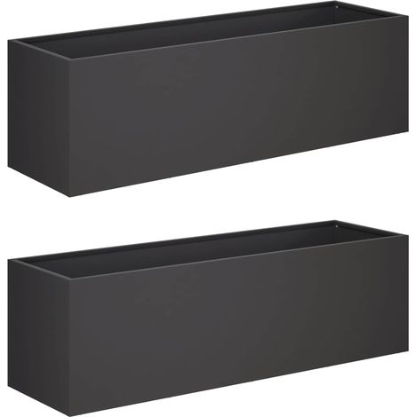 Garten-Pflanzgefäß 2 stk. Schwarz 80 x 30 x 30 cm vidaXL