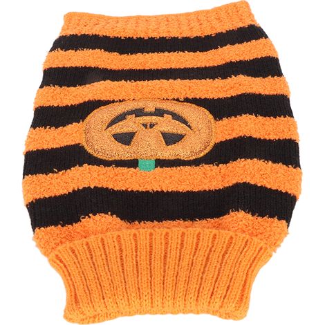 Pull d'Halloween pour chien automne hiver élégant mignon doux extensible citrouille rayé animal de compagnie pour fête usage quotidien M (1/5)
