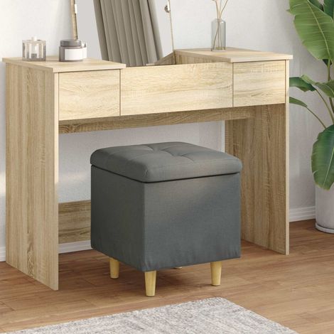 vidaXL  Storage Ottoman  with Cushion Dark Grey 40 x 40 x 45 cm Fabric
