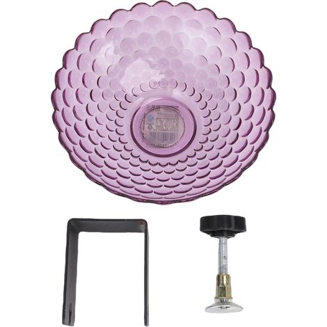 Mangiatoia per uccelli in plastica rimovibile, si fissa al terrazzo con un morsetto regolabile per recinzioni, balconi, giardini, patii, decorazione viola (1/5)