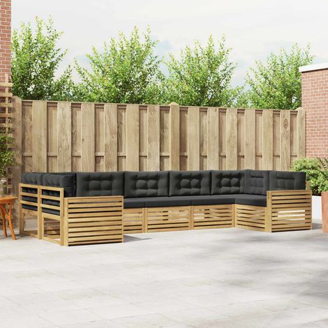 vidaXL Outdoor-Sofagarnitur 7 Stk. Weiß und Anthrazit (1/5)
