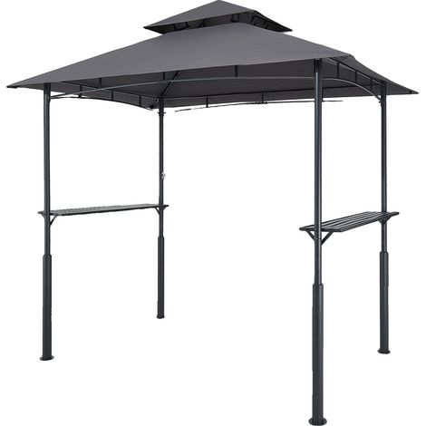 Refugio para parrilla VEVOR, 2,43 x 1,5 m, acero con recubrimiento en polvo, 2 estantes, ganchos, toldo, estilo tradicional (reforzado). (1/2)