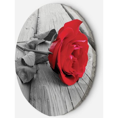 Tableau sur toile Image circulaire Rose rouge sur une jetée 80x80 (1/5)