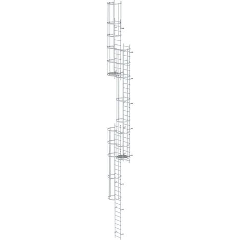 Günzburger Steigtechnik Echelle à crinoline avec protection dorsale (échelle de secours) Aluminium nu 15,2 m - 510245 (1/3)