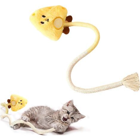 [Jaune]Jouet pour Chat, Jouet Chat Interieur,Jouet Chat Interactif, Jouet Interactif pour Chats, Jouant À Mâcher Nettoyage des Dents, Naturel Et Sain (1/5)