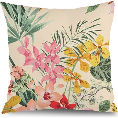 Housse de coussin fleurs jardin, style ferme pour terrasse,50×50cm (1/5)