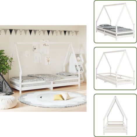 Cama infantil - vidaXL Estructura de cama para niños madera de pino blanco 80x200 cm - Cama de casa