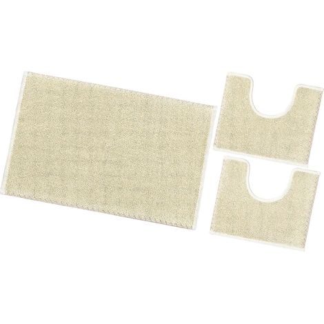 Tappeto Bagno Set 3 Pezzi Puro Cotone Morbido Lavabile 100% Made In Italy - Beige (1/5)