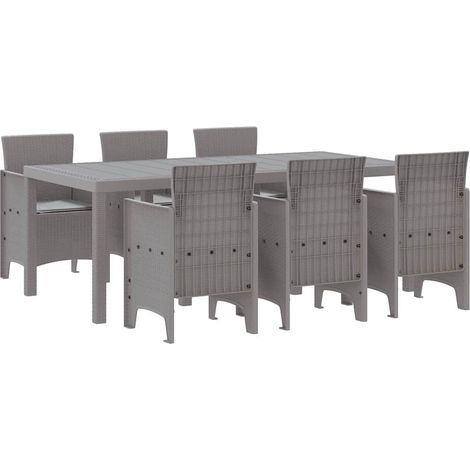 Maison Exclusive - Set da Pranzo per Giardino 7 pcs Grigio Chiaro Polipropilene (1/5)