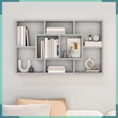 Étagère murale - 820461 - Sonoma gris - Bois d'ingénierie - 85 x 16 x 52,5 cm (1/5)