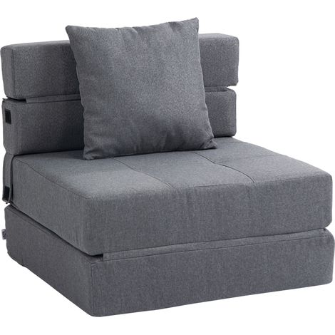 Klappbarer 2-in-1 Schlafsessel aus dunkelgrauem Stoff MODENUIT (1/5)