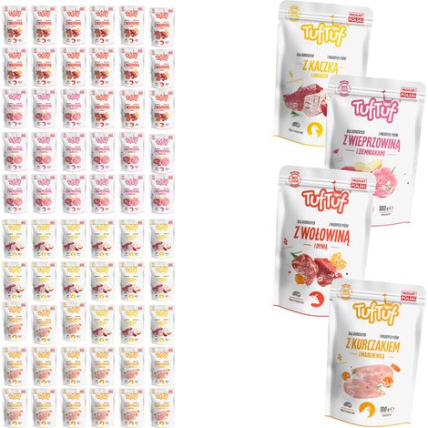TufTuf Nassfutter für Hunde, Geschmacksmischung, Beutel 60 x 100 g, Fleisch (1/5)