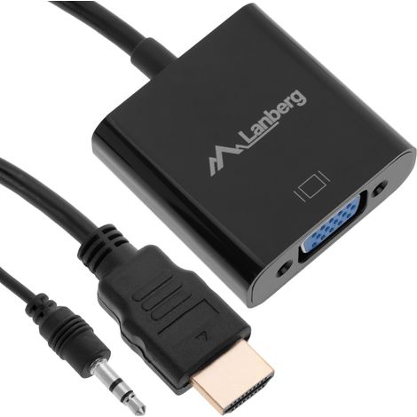 Lanberg AD-0017-BK câble adaptateur vidéo 0,2 m VGA (D-Sub) HDMI Type A (Standard) Noir (1/5)
