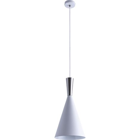 Paco Home Pendelleuchte Hängelampe Esszimmer Esstischlampe 1,5m Textilkabel KürzbarÃ18,5cm Weiß/Alu gebürstet, 1-flammig