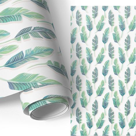 Möbel - Klebefolie - Möbelfolie - abwaschbare und selbstklebende Deko-Folie für Küche - Schrank -Tisch & Fensterbank - Tropische Blätter 50x100 cm