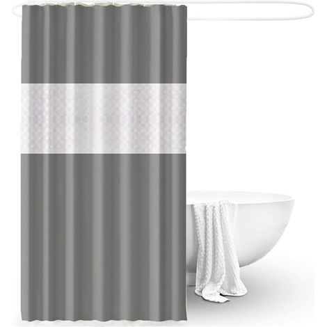 Tenda Doccia Antimuffa 180x200cm Impermeabile Grigio con Anelli Bagno PEVA 03355 (1/5)