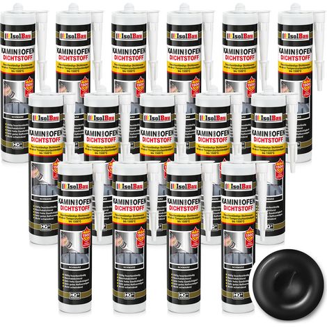 IsolBau Kaminsilikon 1500°C Kaminofen Dichtstoff 15 x 300ml (1/5)