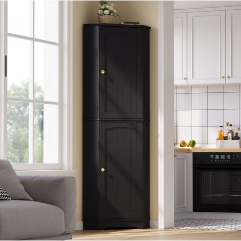 Armario esquinero de almacenaje 42 x 42 x 166 cm de MDF negro para cocina - CHICFURN (1/5)