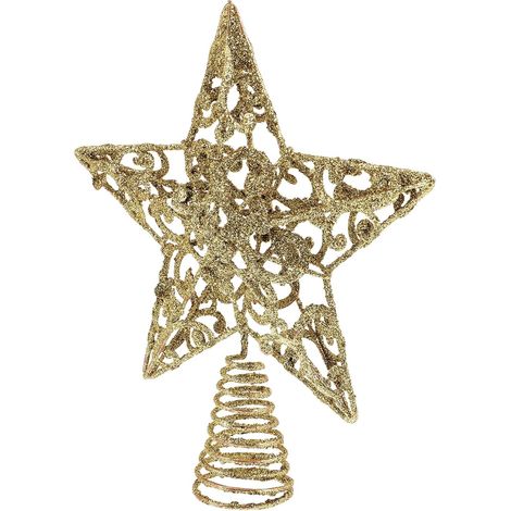 Étoile de Noël à 5 branches, pendentif en métal doré, pour sapin. (1/5)