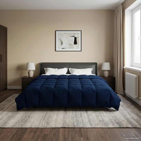 Ganzjahresbettdecke Dunkelblau 200 x 240 cm Mikrofaser