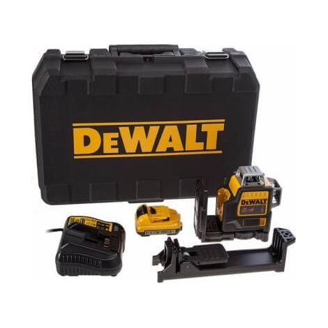 Dewalt – Laser lignes croisées 635nm – 2 lignes laser – Autonivelant IP65 – Avec 1 batterie 2,0Ah et chargeur – Précision 0,3mm/10m