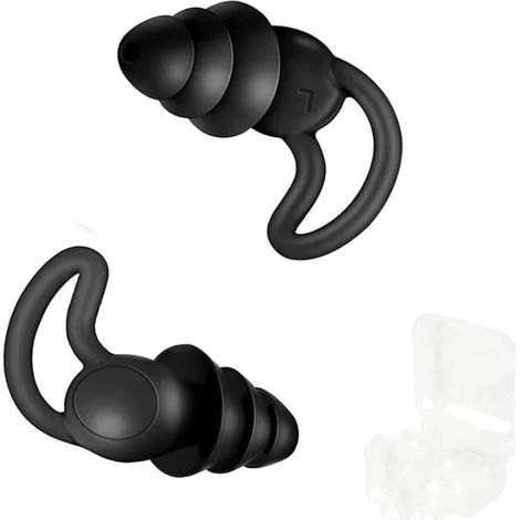 Bouchons d'Oreille Pour Dormir,Bouchon D'oreille Anti Bruit en Silicone,Bouchon Doux D'oreille Imperméables ,Protection Auditive Bouchons d'Oreille,pour Ronfler,Voyager,Étudier(Noire), (1/5)